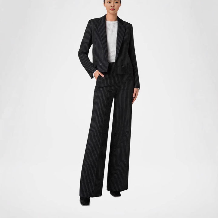 Damen Nadelstreifen Tailoring-Anzug mit Wide‑Leg Hose Echoarchiv
