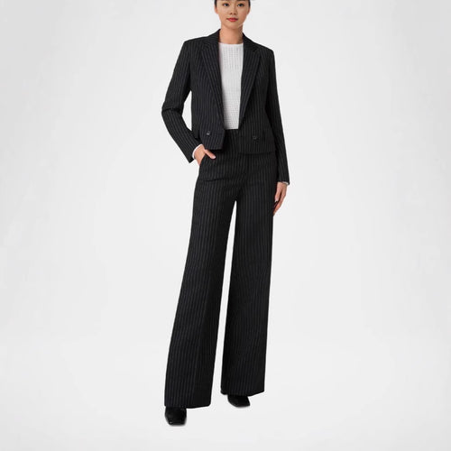 Damen Nadelstreifen Tailoring-Anzug mit Wide‑Leg Hose Echoarchiv