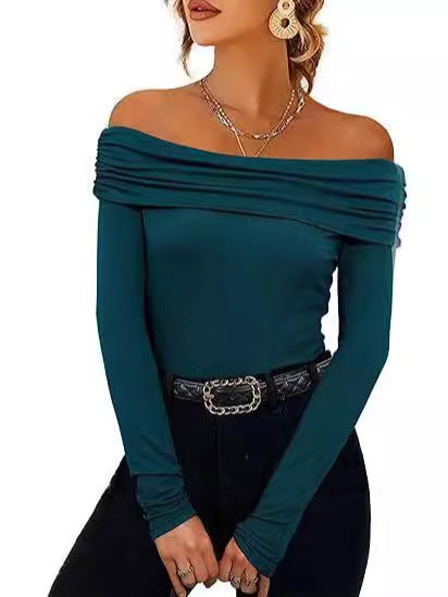 Damen Figurbetontes Schulterfreies Langarm Feinstrickshirt mit Carmenausschnitt Echo Archiv
