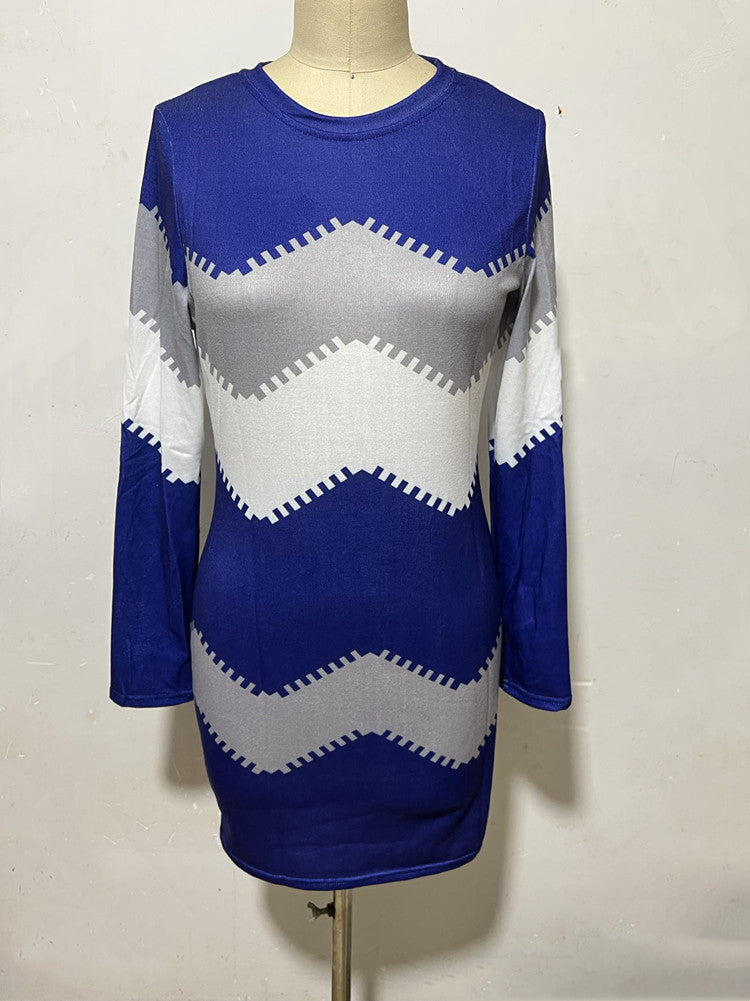 Damen nan Longsleeve-Strickkleid mit Chevron-Muster, geradem Saum und körperumspielender Passform Echo Archiv