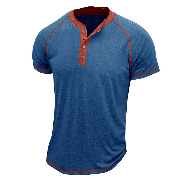Herren Henley-Shirt mit kontrastierenden Nähten und Knopfleiste Echoarchiv