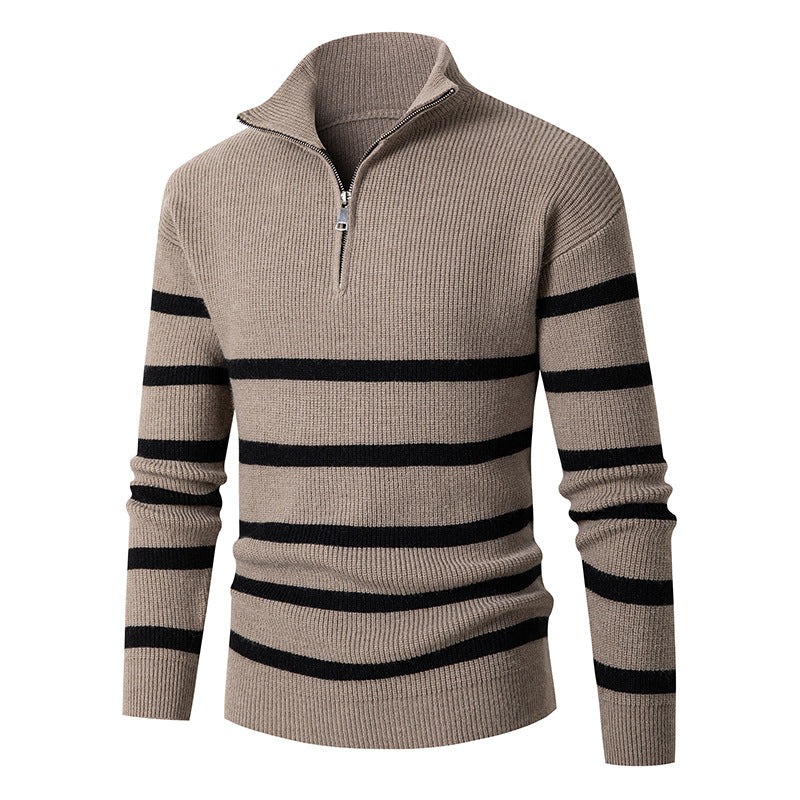 Herren Strickpullover mit Stehkragen und sportlichem Reißverschluss Echoarchiv