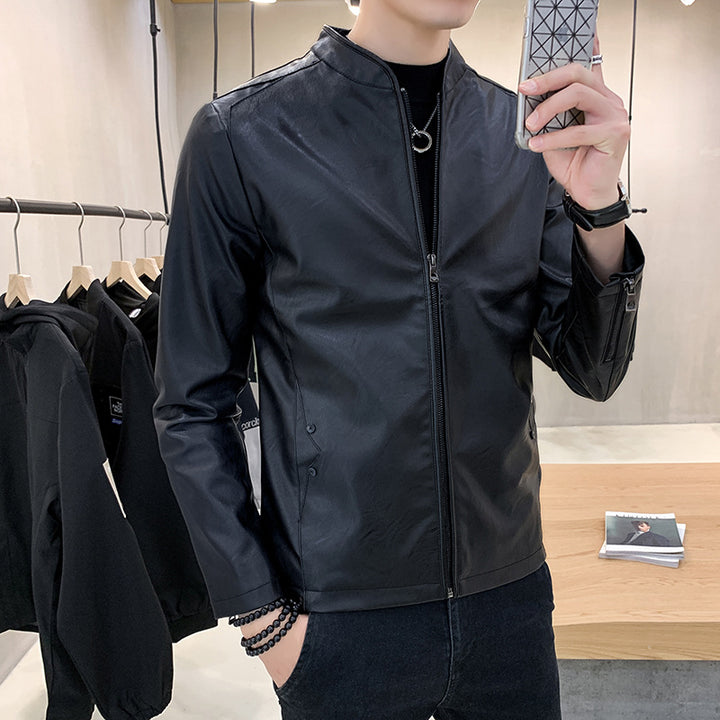 Herren Kunstlederjacke mit minimalistischem Design und praktischen Taschen Echoarchiv