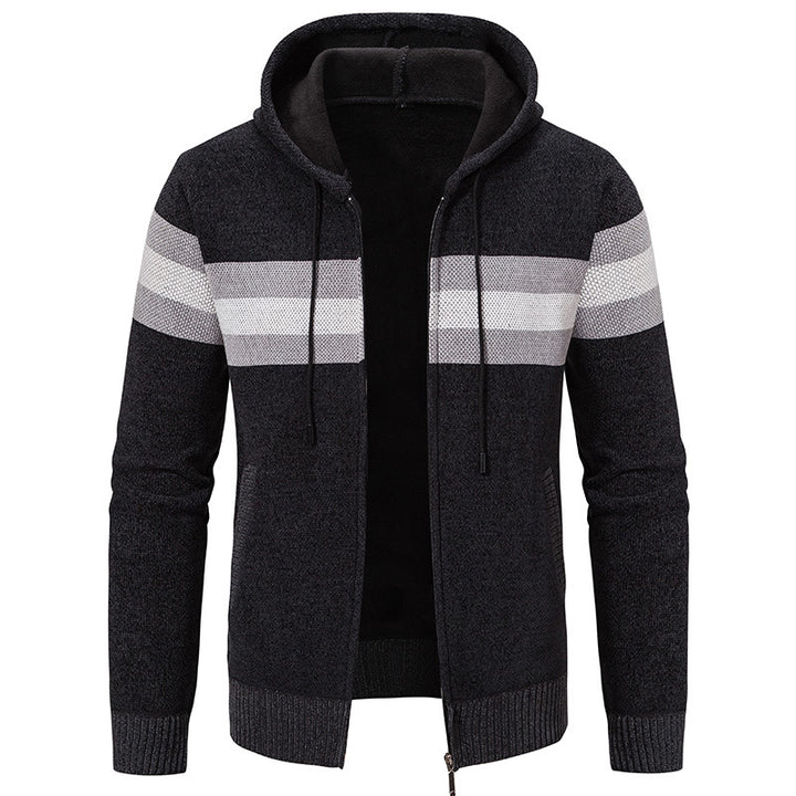 Herren modische Kapuzenjacke mit strukturiertem Design und elegantem Innenkragen Echoarchiv