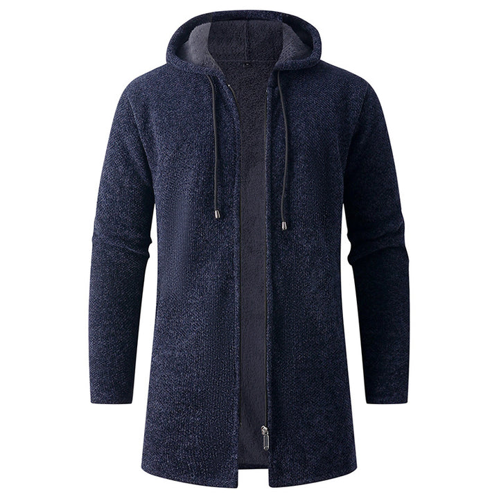 Herren Langer Strick‑Kapuzencardigan mit Teddyfutter und durchgehendem Reißverschluss Echo Archiv