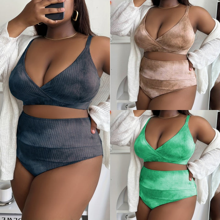 Damen Hoch tailliertes Bikini-Set mit raffiniertem Ripp-Design Echo Archiv