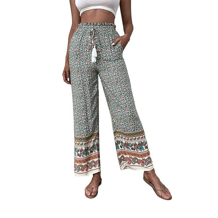Damen Weite Voile-Hose mit floralem Muster Echo Archiv