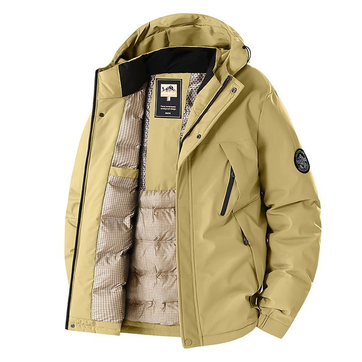Herren Winddichte Thermo-Parka mit abnehmbarer Kapuze, Stehkragen & versteckten Reißverschlusstaschen Echoarchiv