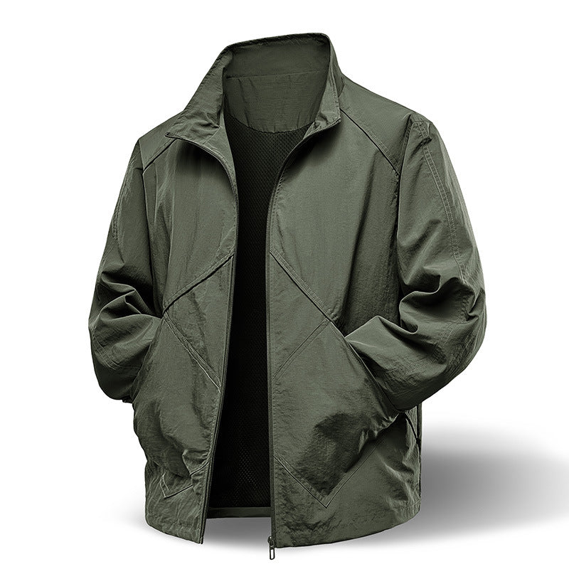 Herren Leichte technische Zip‑Jacke mit Stehkragen, Raglanärmeln & Utility‑Einsätzen Echo Archiv