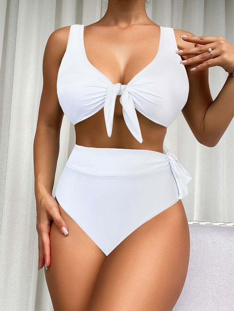 Damen Hochtaillierter Bikini mit modischem Knoten und unterstützendem Top Echo Archiv