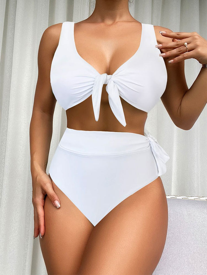 Damen Hochtaillierter Bikini mit modischem Knoten und unterstützendem Top Echo Archiv
