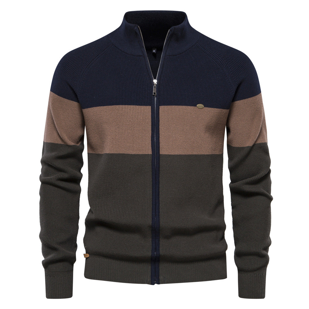 Herren Strickjacke mit modischem Farbblockdesign und hochwertigem Reißverschluss Echoarchiv