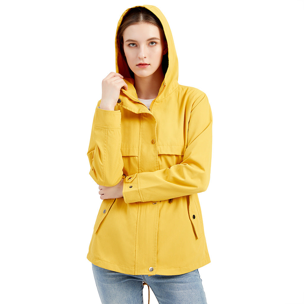 Damen nan wasserabweisender Parka mit taillenkordel und asymmetrischem Saum Echo Archiv