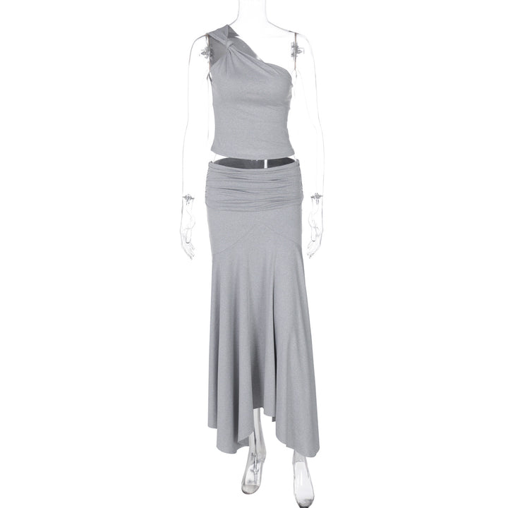 Damen Elegantes One-Shoulder Kleid mit fließendem Saum und Raffung Echo Archiv