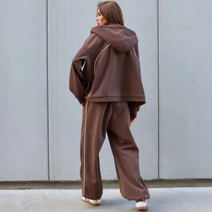 Damen Sportliches Oversized Kapuzenjacken-Set Echo Archiv