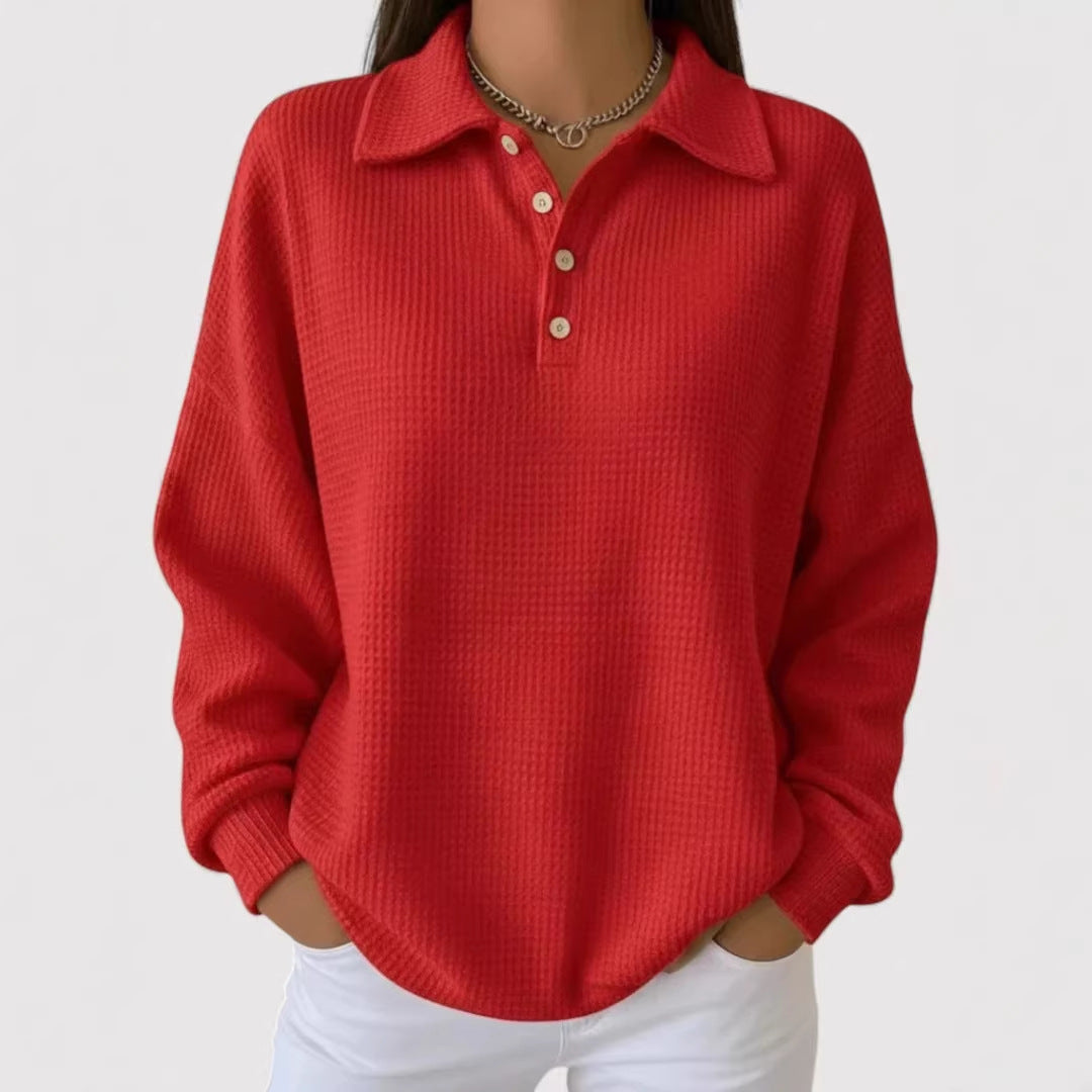 Damen Lässiges Waffel-Pullover – Mavelle