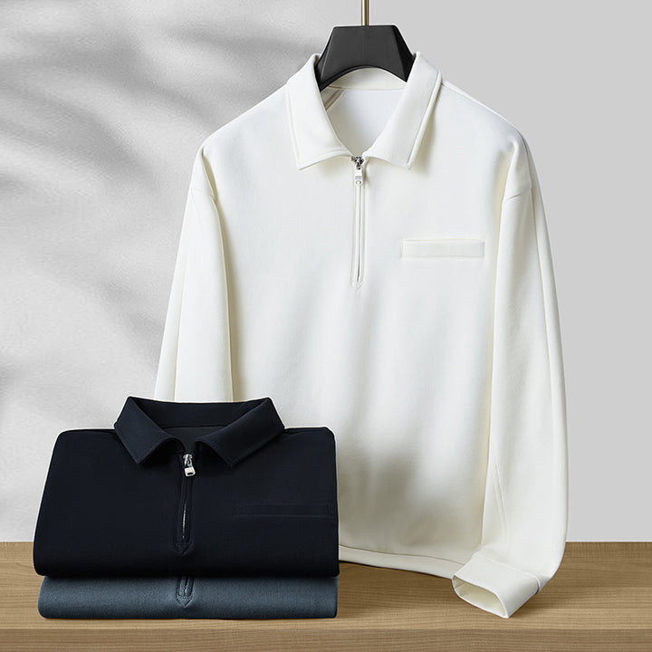 Herren Polo‑Sweatshirt mit halbem Reißverschluss und wärmendem Fleece-Innenfutter Echo Archiv