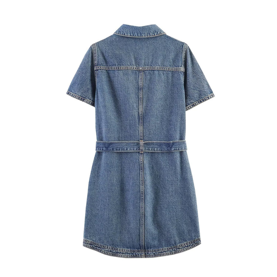 Damen Jeanskleid mit Taillengürtel und Kurzarm Echo Archiv