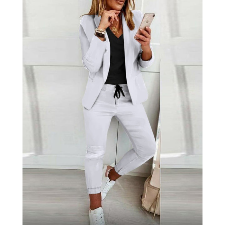 Damen Zweiteiliges Stretch-Jersey-Blazer-Set mit Kordelzug-Jogginghose Echo Archiv