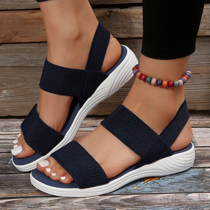 Damen Strick‑Sandalen mit elastischen Riemen und dämpfender Plateau‑Sohle Echo Archiv