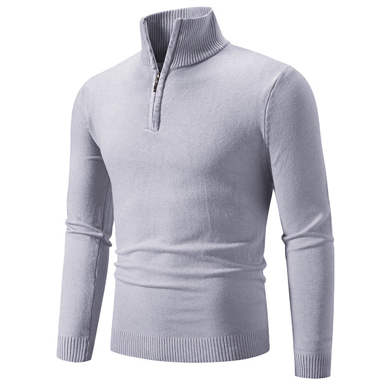 Herren nan Feinstrick-Halbzip-Pullover mit Rippen-Stehkragen und schmaler Passform Echo Archiv