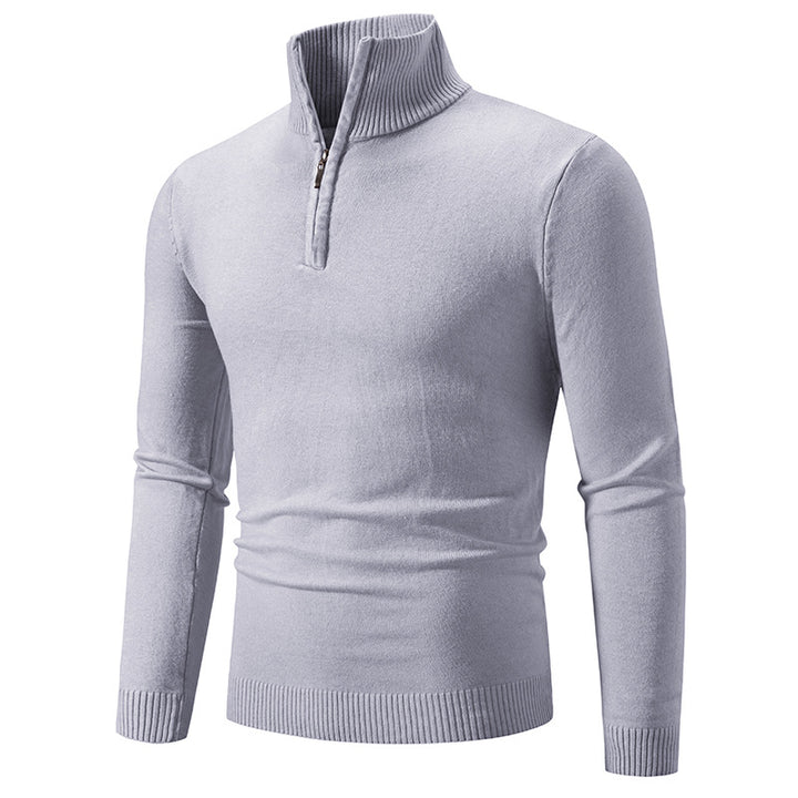 Herren nan Feinstrick-Halbzip-Pullover mit Rippen-Stehkragen und schmaler Passform Echo Archiv