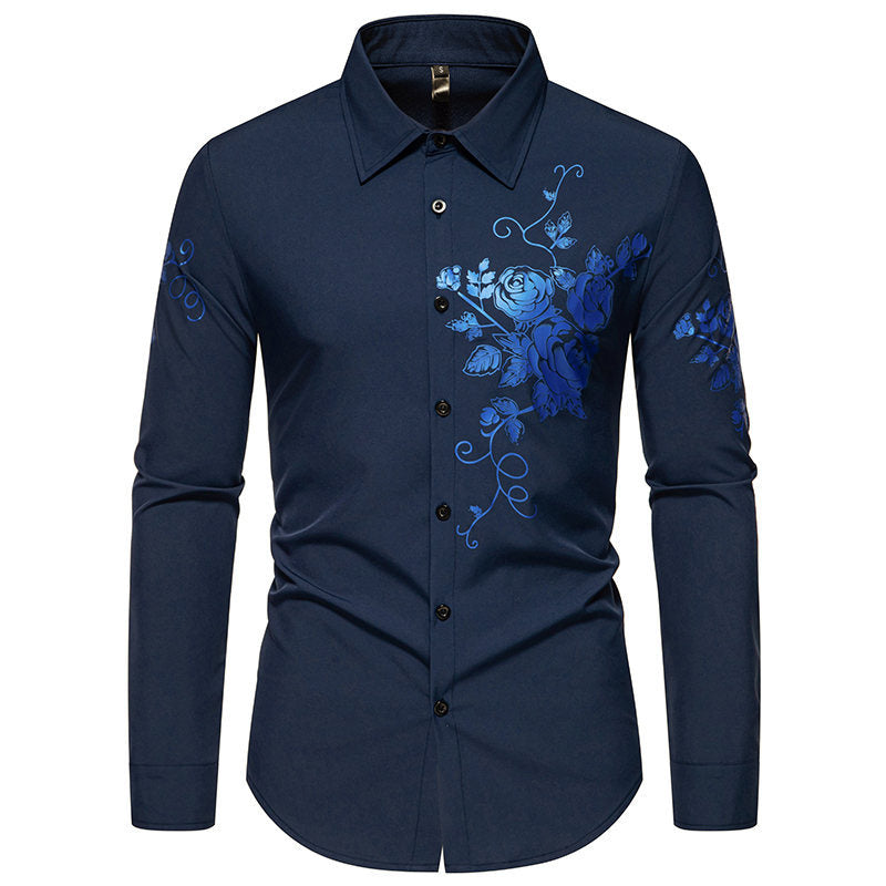 Herren Slim-Fit Langarmhemd mit floralem Print und tailliertem Schnitt Echo Archiv