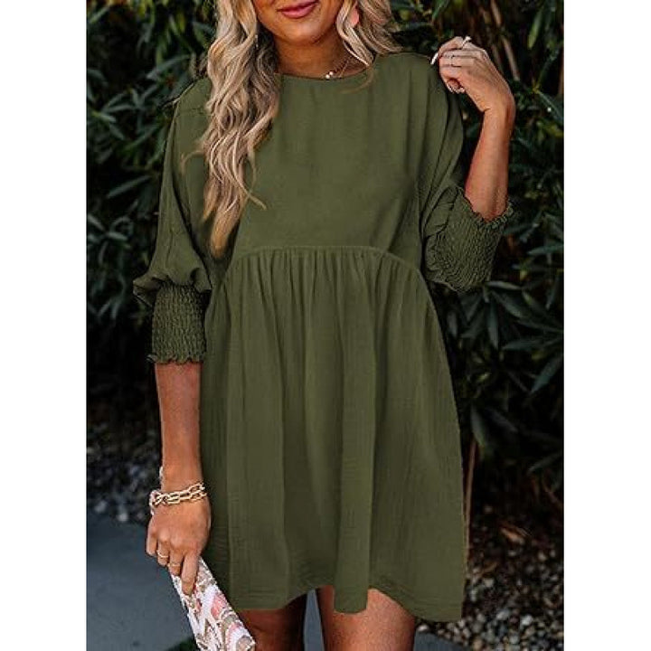Damen Lockeres Babydoll-Kleid mit Ballonärmeln und geraffter Taille Echo Archiv