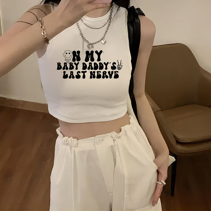 Damen Crop-Top mit kreativem Spruch und lässigem Schnitt Echo Archiv