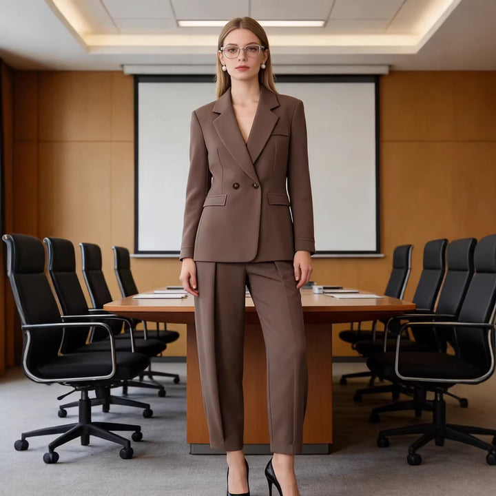Damen Tailliertes zweiteiliges Blazer- und Bundfaltenhose-Set Echo Archiv