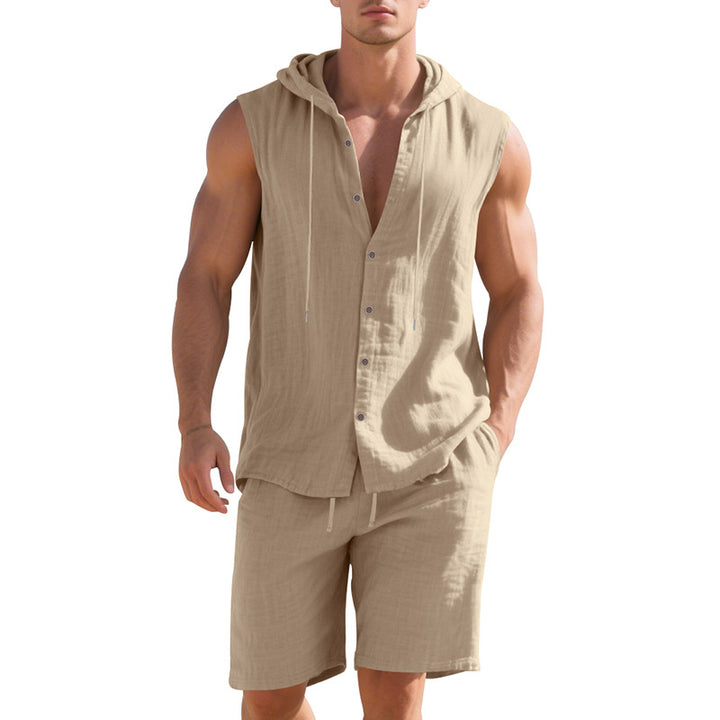 Herren lässiges Kurzarm-Hemd mit Kapuze und Shorts Echoarchiv