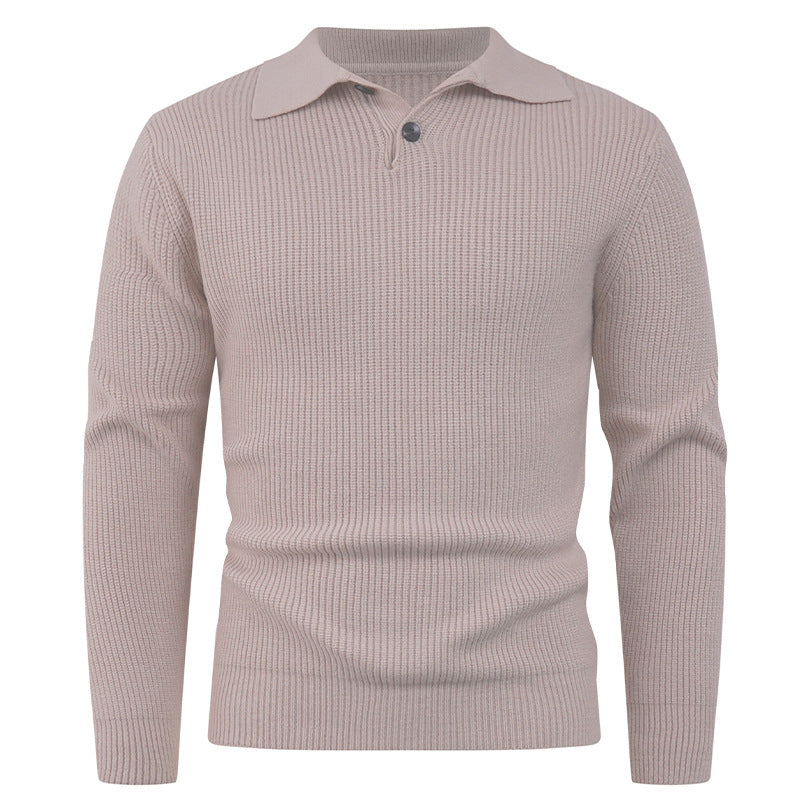Herren Strickpullover mit modernem Polokragen und funktionalem Knopfverschluss Echoarchiv