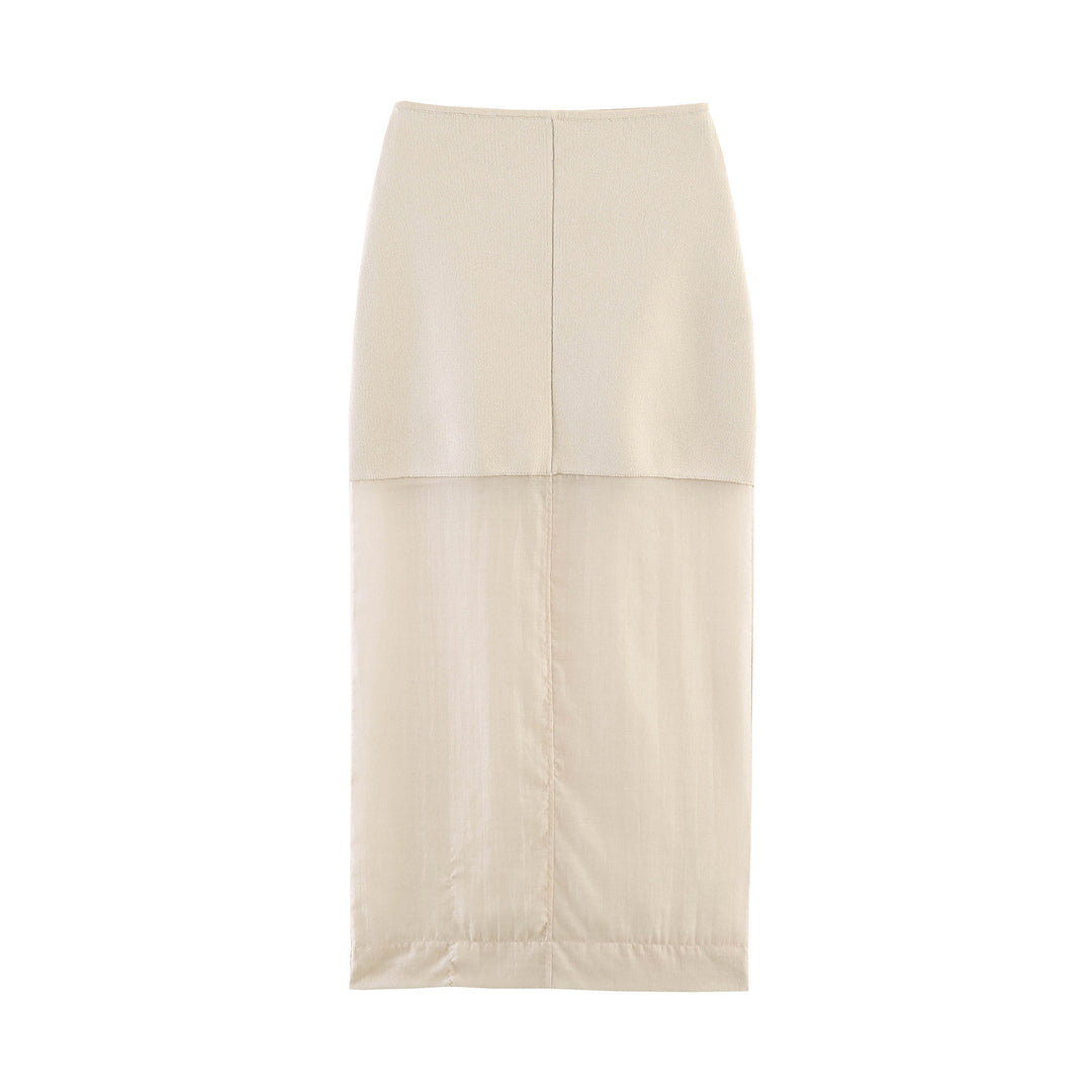 Damen Langer High‑Waist Maxirock mit semitransparentem Unterrock und feinem Strickbund Echo Archiv