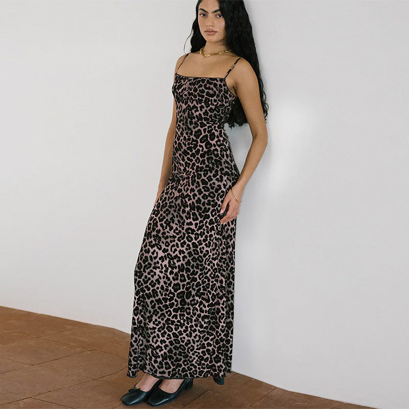 Damen Maxikleid mit elegantem Animal-Print und schmalen Trägern Echo Archiv