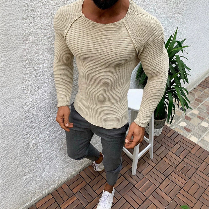 Herren nan figurbetonter Strickpullover mit Raglanärmeln und elastischer Struktur Echo Archiv