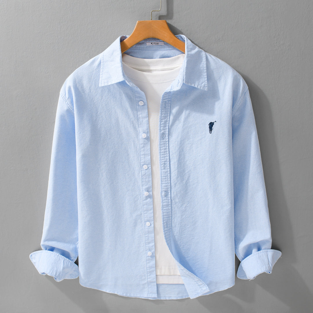 Herren Leichtes Oxford-Hemd Relaxed-Fit mit dezenter Bruststickerei und weicher Vintage-Waschung Echoarchiv