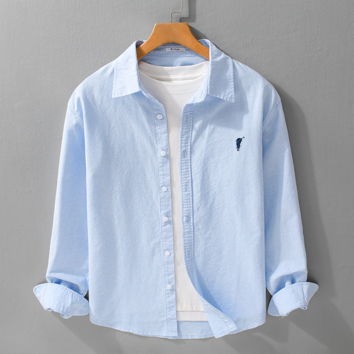 Herren Leichtes Oxford-Hemd Relaxed-Fit mit dezenter Bruststickerei und weicher Vintage-Waschung Echoarchiv