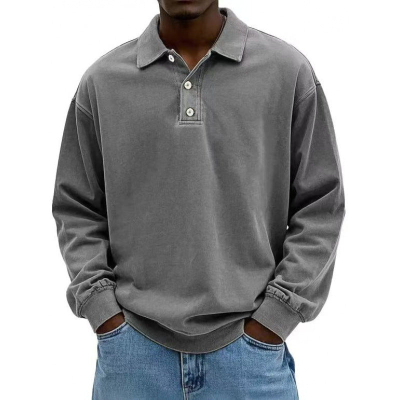 Herren Oversize Langarm Polo aus Baumwollmix – Cavello
