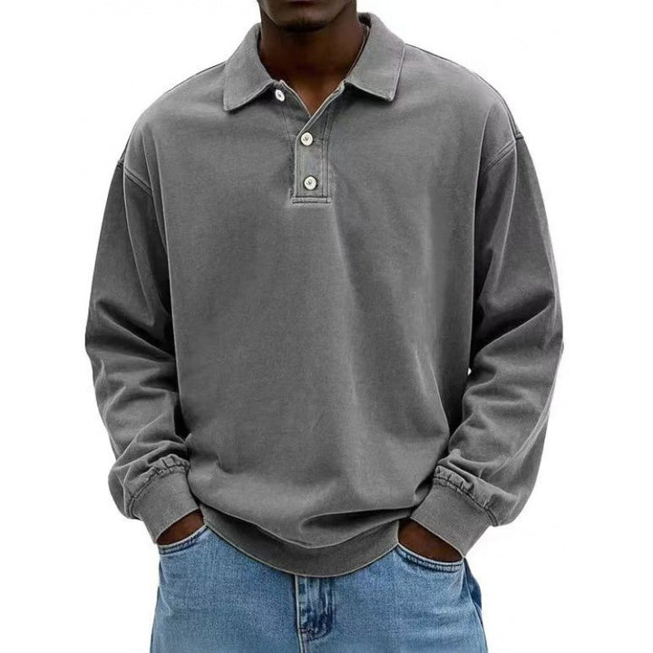 Herren Oversize Langarm Polo aus Baumwollmix – Cavello