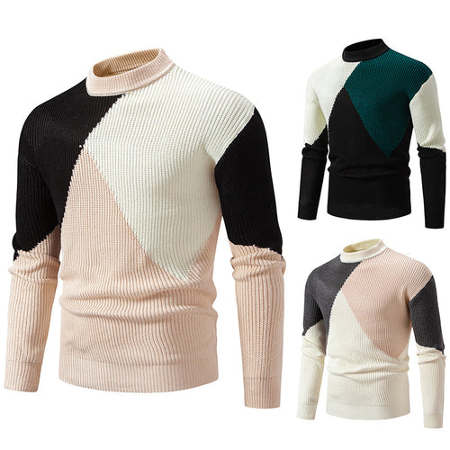 Herren modischer Rollkragenpullover mit grafischem Farbblockdesign Echoarchiv