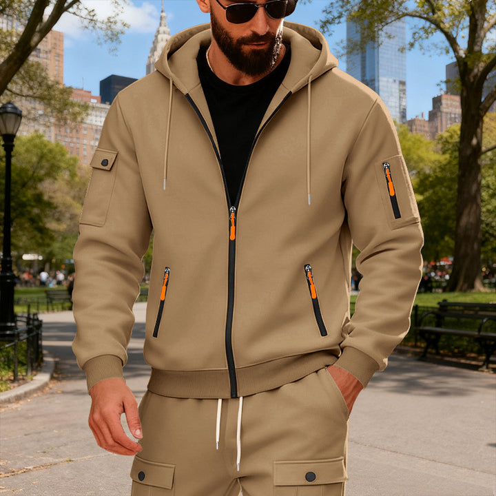 Herren Sportliche Zip-Hoodie mit innovativen Reißverschlusstaschen Echoarchiv