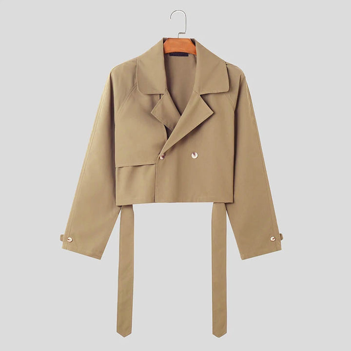 Damen Kurze Jacke mit doppelter Knopfleiste und bindbarem Saum Echoarchiv