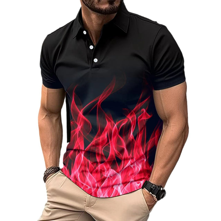 Herren Poloshirt mit kühlem Flammenmotiv und bequemer Passform Echoarchiv