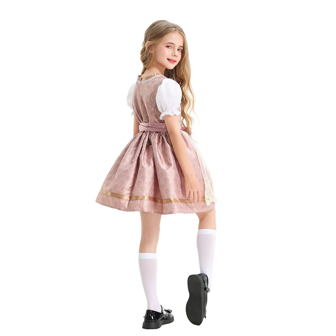 Damen nan festliches Kinderdirndl mit Spitzenoberteil, Satin-Schürze und Puffärmeln Echo Archiv