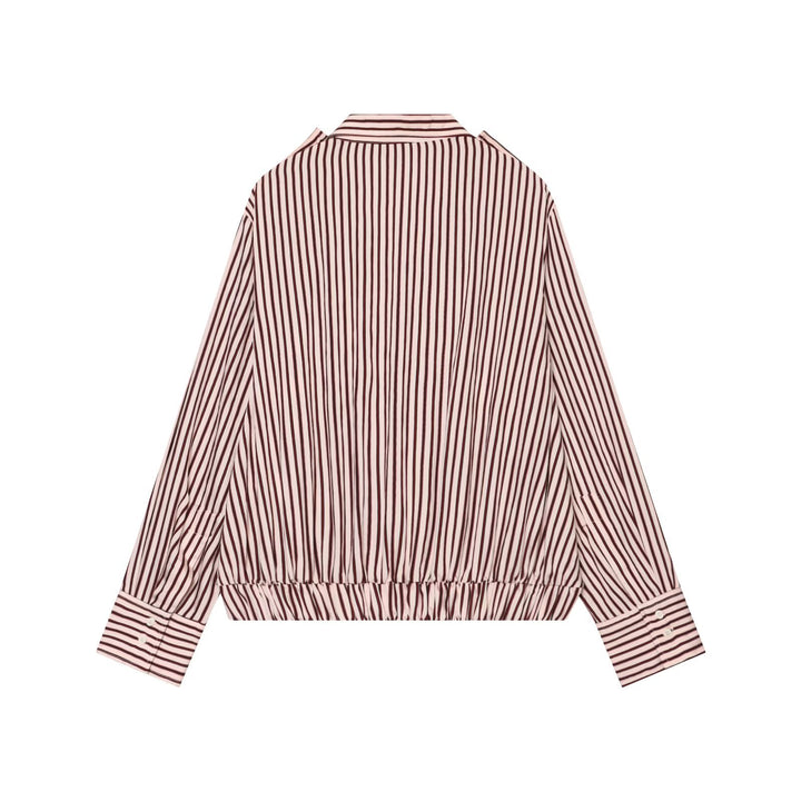 Damen Gestreifte Oversized Hemdjacke mit Tunnelzugsaum und Pattentaschen Echo Archiv