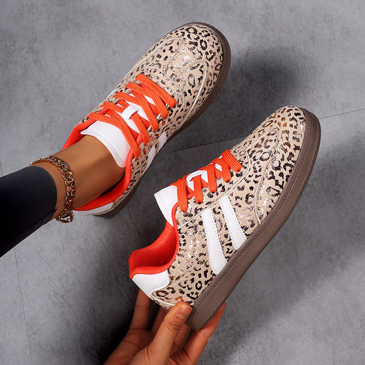 Damen nan Leopardenmuster Wildlederoptik Sneaker mit ergonomischer Polstersohle und rutschfester Gummisohle Echo Archiv