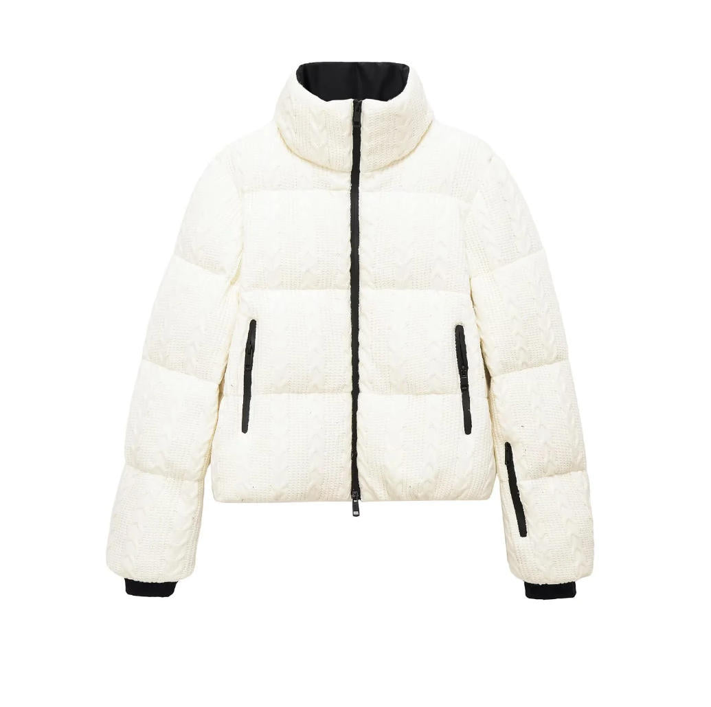 Damen Gepolsterte Cropped Steppjacke mit Zopfstrickoptik und hohem Stehkragen Echo Archiv