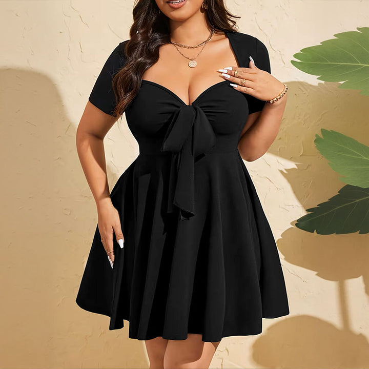 Damen Cocktailkleid mit tiefem V-Ausschnitt und Schleifendetail Echo Archiv