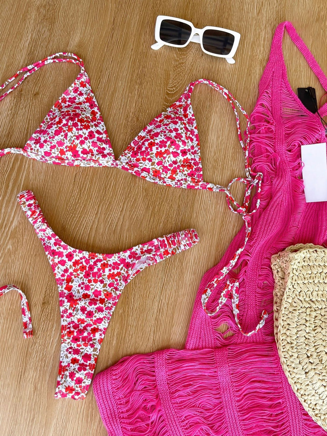 Damen Triangel-Bikini mit floralem Design und verstellbaren Trägern Echo Archiv