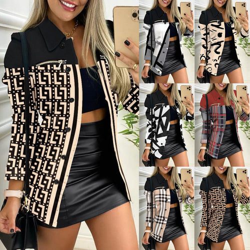 Damen nan karierter Longblazer im Shacket-Stil mit dekorativen Reißverschlüssen Echo Archiv